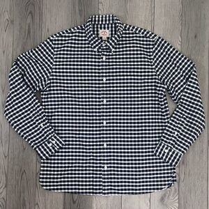 Brooks Brothers Red Fleece Men Size XL Gingham Plaid Cotton Casual Shirt Top